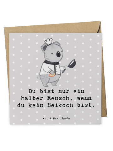 Mr. & Mrs. Panda Deluxe Karte Beikoch Herz mit Spruch in Grau Pastell