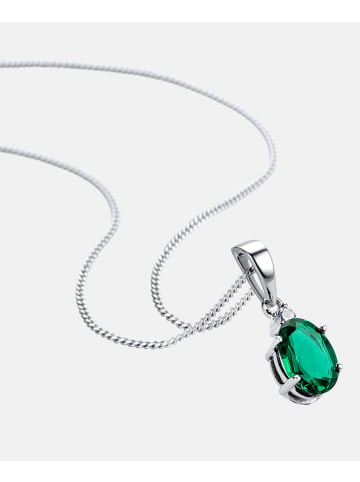 Diamant L'éternel Halskette mit Anhänger aus 585 Weißgold mit 0.63 Karat Diamant mit Smaragd in...
