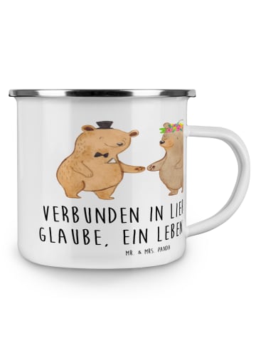 Mr. & Mrs. Panda Camping Emaille Tasse Kirchliche Trauung Liebe ... in Transparent