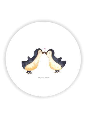 Mr. & Mrs. Panda Rund Magnet Pinguin Liebe ohne Spruch in Weiß