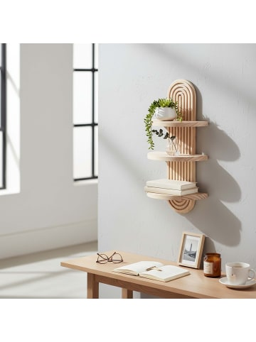 relaxdays 2 x Wandregal in Natur - (B)21,5 x (H)45 x (T)12 cm