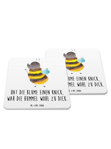 Mr. & Mrs. Panda Glasuntersetzer Hummel flauschig mit Spruch in Weiß