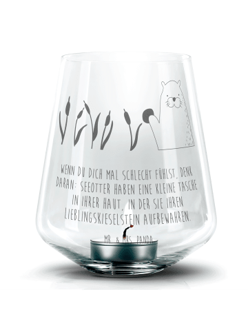Mr. & Mrs. Panda Teelichthalter Otter Stein mit Spruch in Transparent