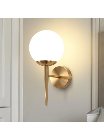 ZMH Wandleuchte in gold 1-flammige E27 Glaskugel Design Vintage Flurlampe