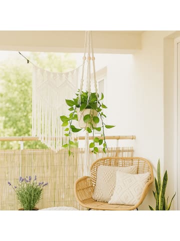 relaxdays 7-tlg. Makramee-Blumenampel Set in Creme