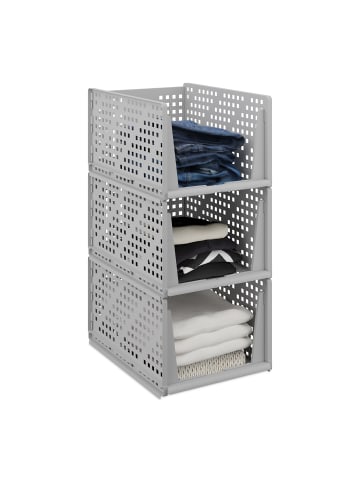 relaxdays 3 x Schrank Organizer in Grau - (B)33,5 x (H)24,5 x (T)43,5 cm
