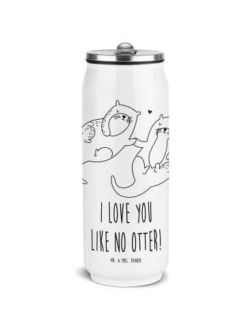 Mr. & Mrs. Panda Isolierflasche Otter Hände halten mit Spruch in Weiß