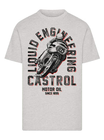 F4NT4STIC T-Shirt Castrol Retro Motorbike in grau meliert