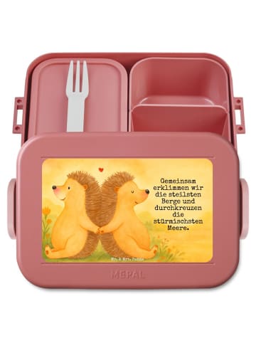 Mr. & Mrs. Panda Bentobox Igel händchenhaltend Design mit Spruch in Rot Pastell