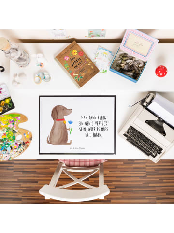 Mr. & Mrs. Panda Tischpad Hund Blume mit Spruch in Weiß