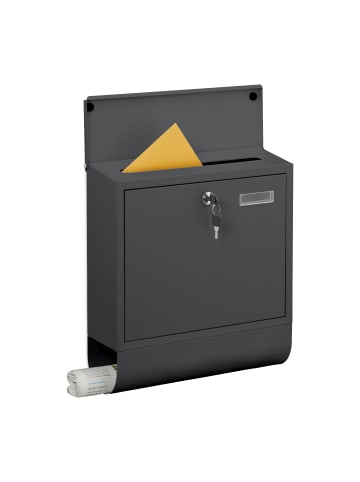 relaxdays Briefkasten mit Zeitungsfach in Anthrazit