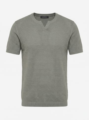 KOROSHI Basic knit henley in khaki