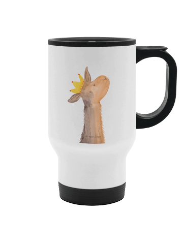 Mr. & Mrs. Panda Isolierbecher Lamakopf König ohne Spruch in Weiß