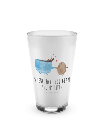 Mr. & Mrs. Panda Latte Macchiato Glas Kaffee Bohne mit Spruch in Transparent