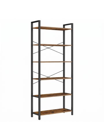 VASAGLE Bücherregal Barnet in Vintagebraun-Schwarz - (B)78 x (H)185.5 x (T)30 cm