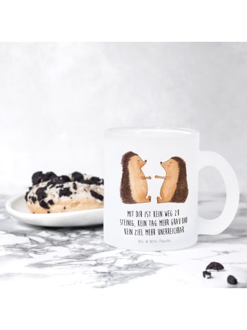 Mr. & Mrs. Panda Teetasse Igel Liebe mit Spruch in Transparent