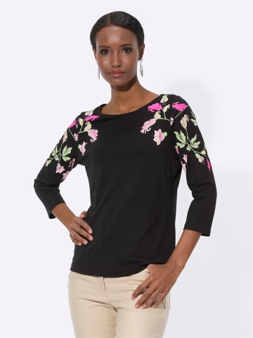 creation L 3/4-Arm-Shirt in schwarz-mauve-bedruckt