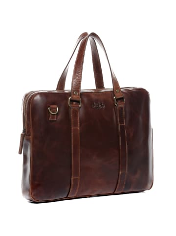 SID & VAIN Leder-Laptoptasche 15" echt Leder Aktentasche 15 Zoll Laptop Fach braun in braun