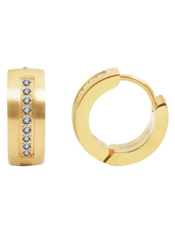 Adeliás Damen Ohrringe – Klappcreole aus Edelstahl mit Strass Steinchen in gold