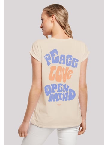 F4NT4STIC Extended Shoulder T-Shirt Peace Love and Open Mind in Whitesand