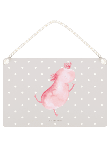Mr. & Mrs. Panda Deko Schild Axolotl Tanzen ohne Spruch in Grau Pastell