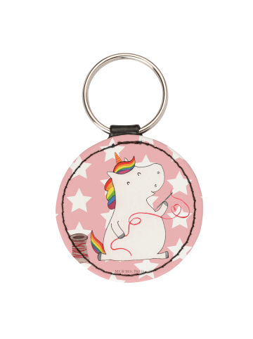 Mr. & Mrs. Panda Schlüsselanhänger Einhorn Näherin ohne Spruch in Rot Pastell