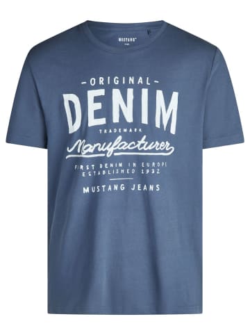 Mustang T-Shirt Basic Print Tee in Blau
