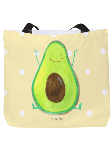 Mr. & Mrs. Panda Shopper Tasche Avocado Glücklich ohne Spruch in Gelb Pastell