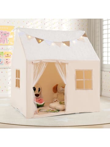 COSTWAY Spielhaus Kinder Indoor mit Sternenlichtern in Beige
