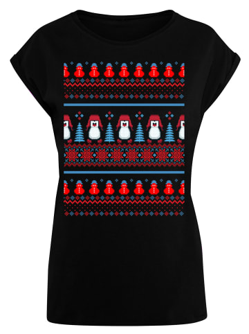 F4NT4STIC T-Shirt Christmas Pinguin Muster in schwarz