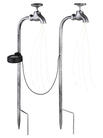 Globo lighting Solarleuchte "SOLARLEUCHTE METALL SILBERFARBEN, 60XLED" in silver