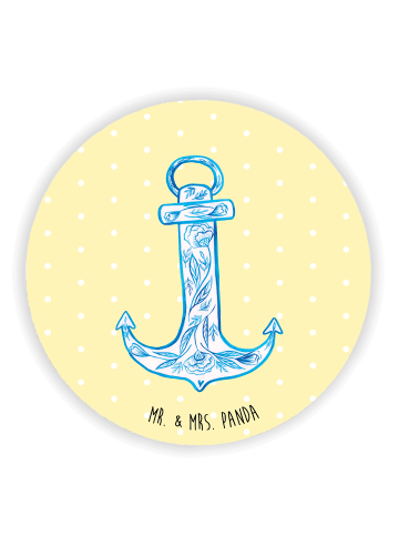 Mr. & Mrs. Panda Kühlschrankmagnet Anker Blau ohne Spruch in Gelb Pastell