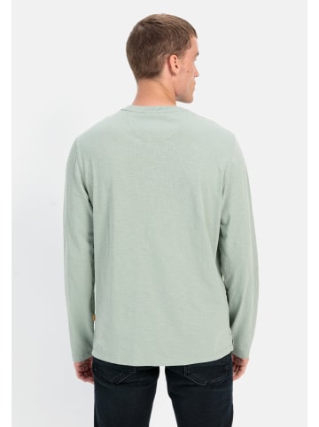 Camel Active Langarm Henley aus reiner Baumwolle in Hellgrün