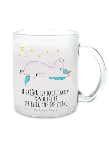 Mr. & Mrs. Panda Kaffeetasse Einhorn Sternenhimmel mit Spruch in Transparent