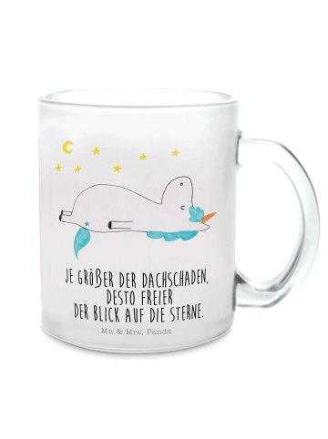 Mr. & Mrs. Panda Teetasse Einhorn Sternenhimmel mit Spruch in Transparent