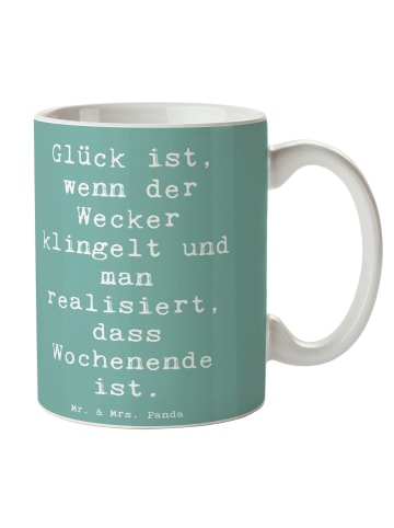 Mr. & Mrs. Panda Tasse Spruch Glück am Wochenende mit Spruch in Meeresbrise