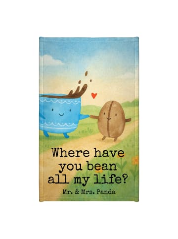 Mr. & Mrs. Panda Handtuch Kaffee Bohne Design mit Spruch in Weiß