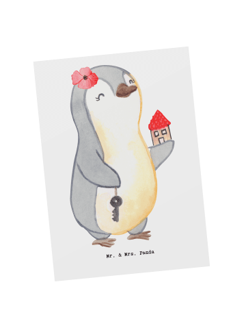 Mr. & Mrs. Panda Postkarte Immobilienkauffrau Herz ohne Spruch in Weiß
