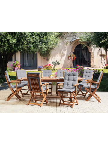 Beliani 9-tlg Gartentisch Set MAUI PREMIUM in Braun/Grau