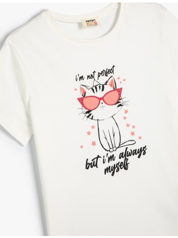 KOTON T-shirt in Ekru