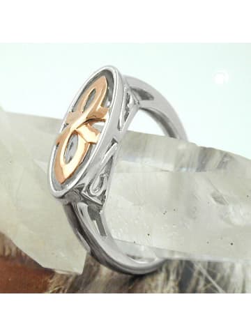Gallay Ring 7mm bicolor rotvergoldet glänzend rhodiniert Silber 925 Ringgröße 56 in silber