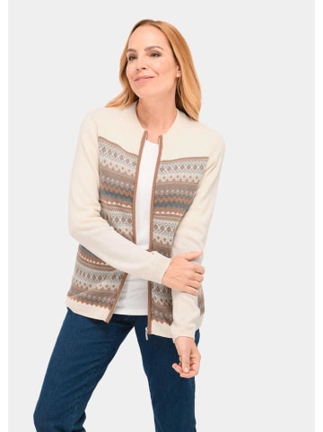 GOLDNER Kurzgröße:  Norwegerstrickjacke mit wärmender Schurwolle in cremeweiß / gemustert