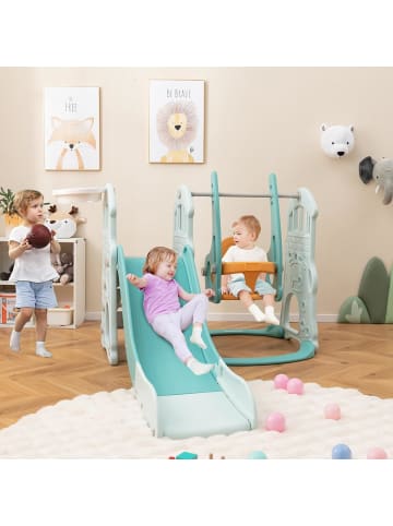 COSTWAY Kinderschaukel mit höhenverstellbarer Babyrutsche in Grün