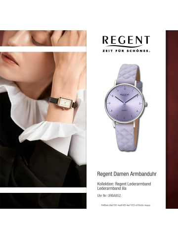 Regent Armbanduhr-Analog lila mittel (ca. 34mm) Regent Lederarmband