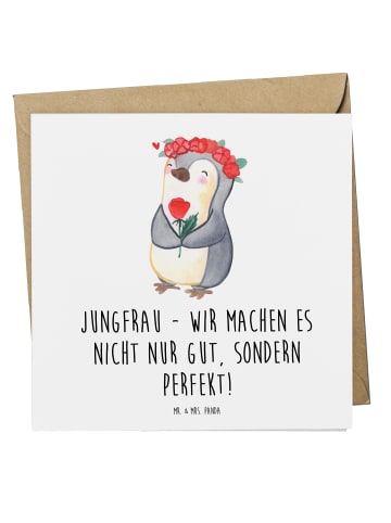 Mr. & Mrs. Panda Grußkarte Jungfrau Perfektion mit Spruch in Weiß