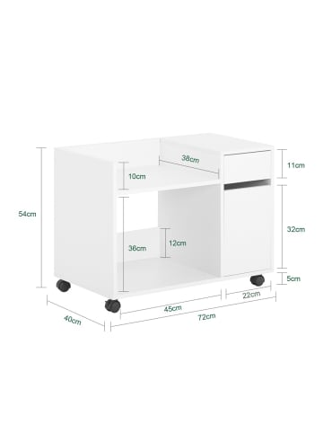 SoBuy Aktenschrank in Reinweiß - (W) 40 x (H) 54 x (L) 72 cm