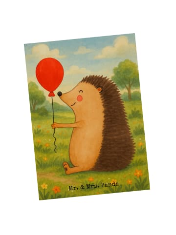 Mr. & Mrs. Panda Grußkarte Igel Luftballon Design ohne Spruch in Weiß