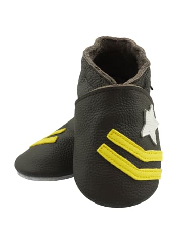 Bemesu Baby Krabbelschuhe aus Leder, weiche Lauflernschuhe mit rutschfester Sohle 