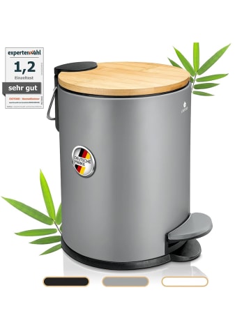 Exitoso EXITOSO Tretmülleimer mit Softclose-Deckel aus Bambus, 3 l - ideal für Bad & C