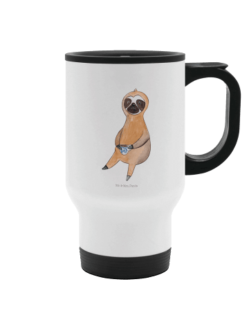 Mr. & Mrs. Panda Travel Mug Faultier Kaffee ohne Spruch in Weiß